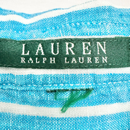 Lauren Ralph Lauren Button Up Shirt Womens L Blue White Striped LS Cotton Blend