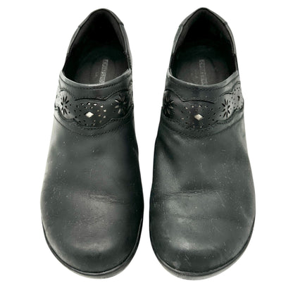 Collection by Clarks Marion Helen Clogs Womens 9.5W Black Leather Wedge Slip Ons