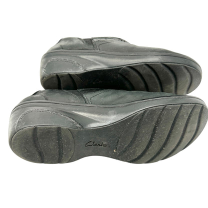 Collection by Clarks Marion Helen Clogs Womens 9.5W Black Leather Wedge Slip Ons