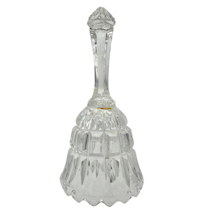 Crystal Glass Decorative Bell With Faceted Handle Scalloped Edge Design 5.5” H