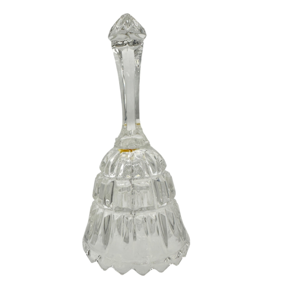Crystal Glass Decorative Bell With Faceted Handle Scalloped Edge Design 5.5” H