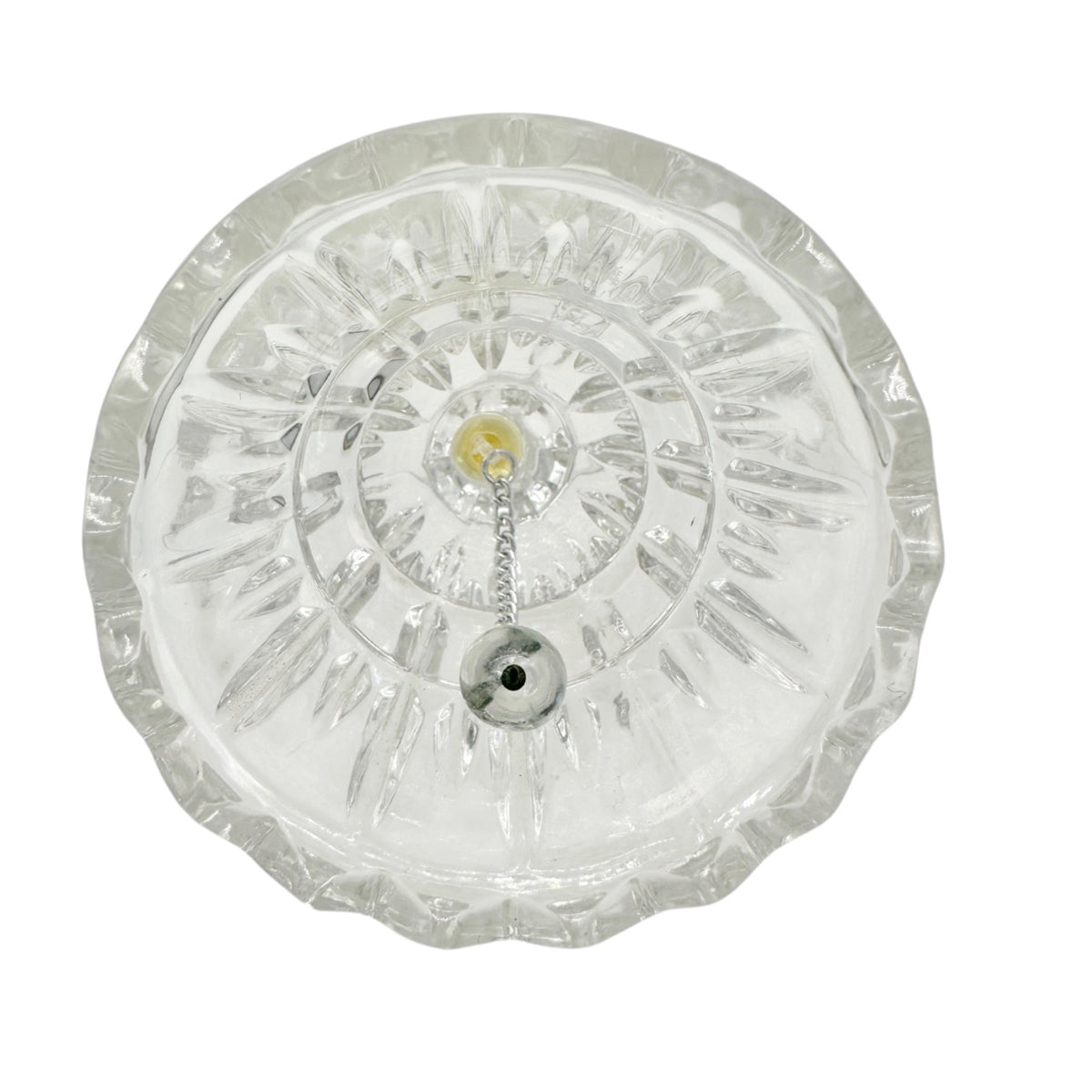 Crystal Glass Decorative Bell With Faceted Handle Scalloped Edge Design 5.5” H