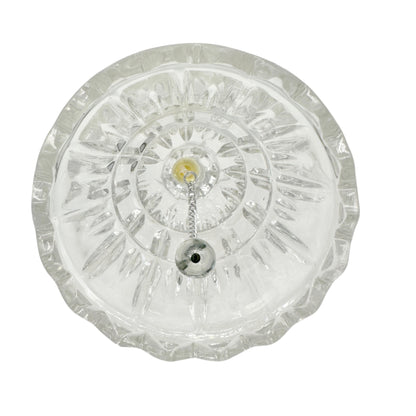 Crystal Glass Decorative Bell With Faceted Handle Scalloped Edge Design 5.5” H