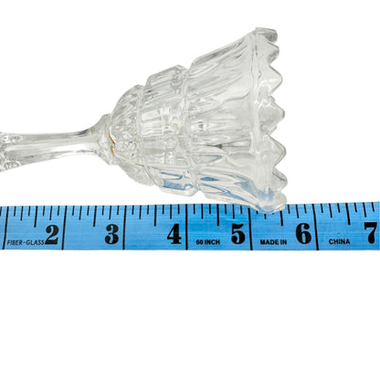 Crystal Glass Decorative Bell With Faceted Handle Scalloped Edge Design 5.5” H