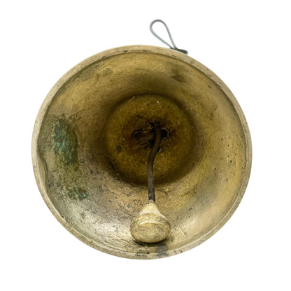Vintage Swiss Gusset Brass Cow Bell With Edelweiss and Original Leather Strap