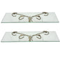 Set Of 2 Gold Metal and Glass Hanging Wall Shelves 18"L x 5"W Elegant Home Decor