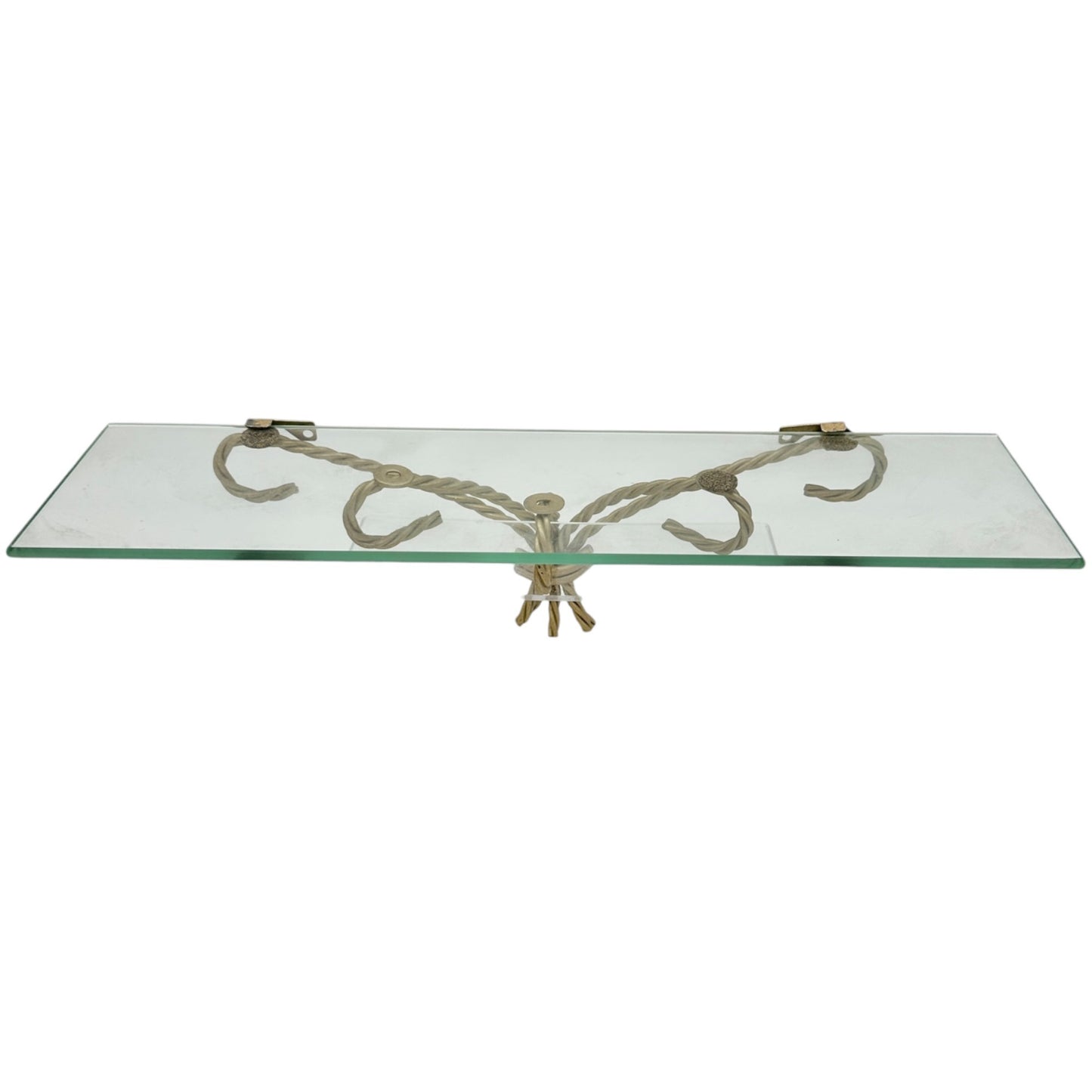 Set Of 2 Gold Metal and Glass Hanging Wall Shelves 18"L x 5"W Elegant Home Decor