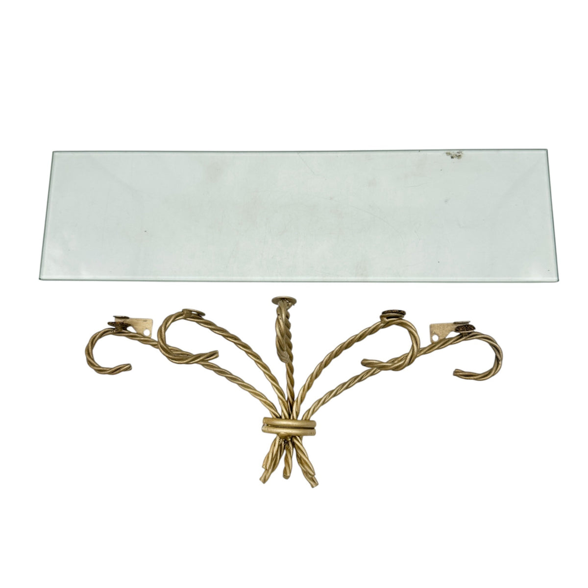 Set Of 2 Gold Metal and Glass Hanging Wall Shelves 18"L x 5"W Elegant Home Decor