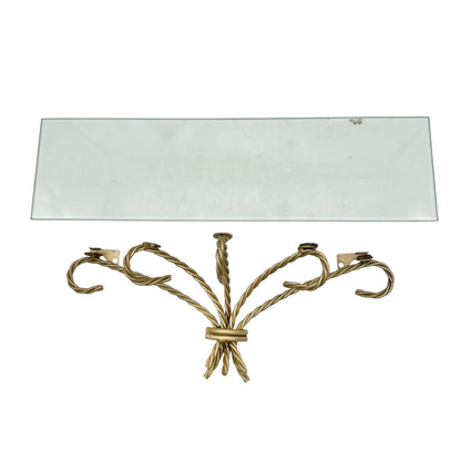 Set Of 2 Gold Metal and Glass Hanging Wall Shelves 18"L x 5"W Elegant Home Decor