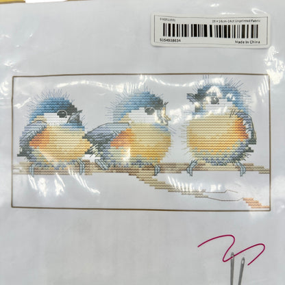 Joyautum Three Birds Cross Stitch Kit With 14CT Unprinted Fabric 25x14cm NIP