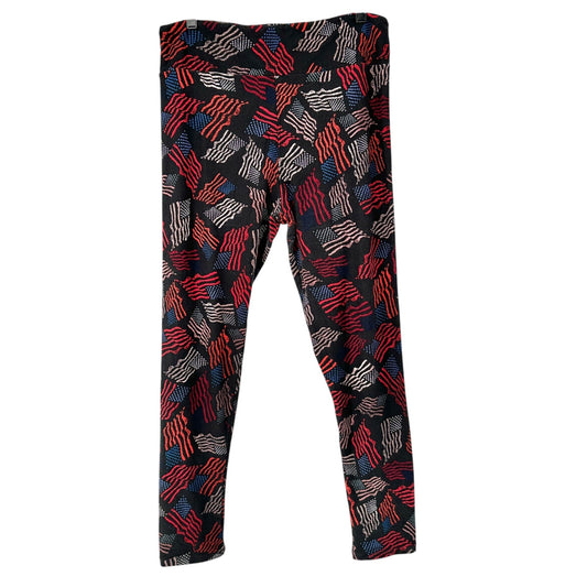 LuLaRoe Leggings Womens Tall and Curvy Black USA Flags Patriotic Americana