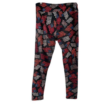 LuLaRoe Leggings Womens Tall and Curvy Black USA Flags Patriotic Americana