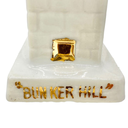 Vintage Ceramic Bunker Hill Monument Salt and Pepper Shakers Japan Gold Accents