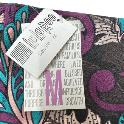 LuLaRoe Cassie Skirt Womens M Black w Purple Teal Gray Paisley NWT