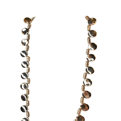 Handcrafted SilverTone Disc Beaded Necklace With Textured Accents Toggle Clasp