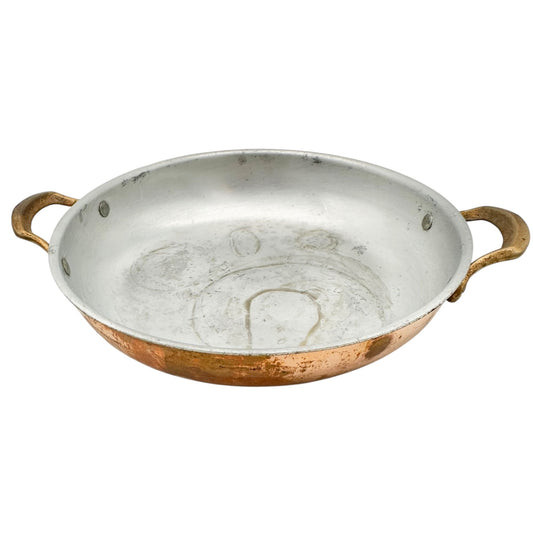 Vintage Copper and Aluminum 2 Handled Pan Rustic Kitchen Cookware 6" Diameter