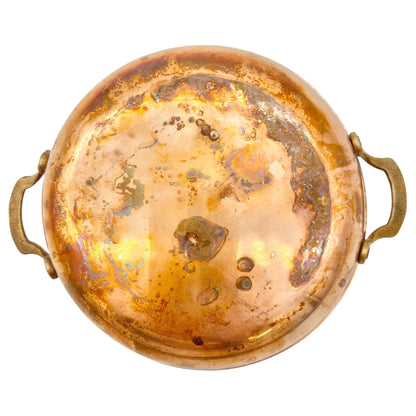 Vintage Copper and Aluminum 2 Handled Pan Rustic Kitchen Cookware 6" Diameter