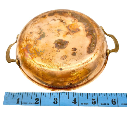 Vintage Copper and Aluminum 2 Handled Pan Rustic Kitchen Cookware 6" Diameter