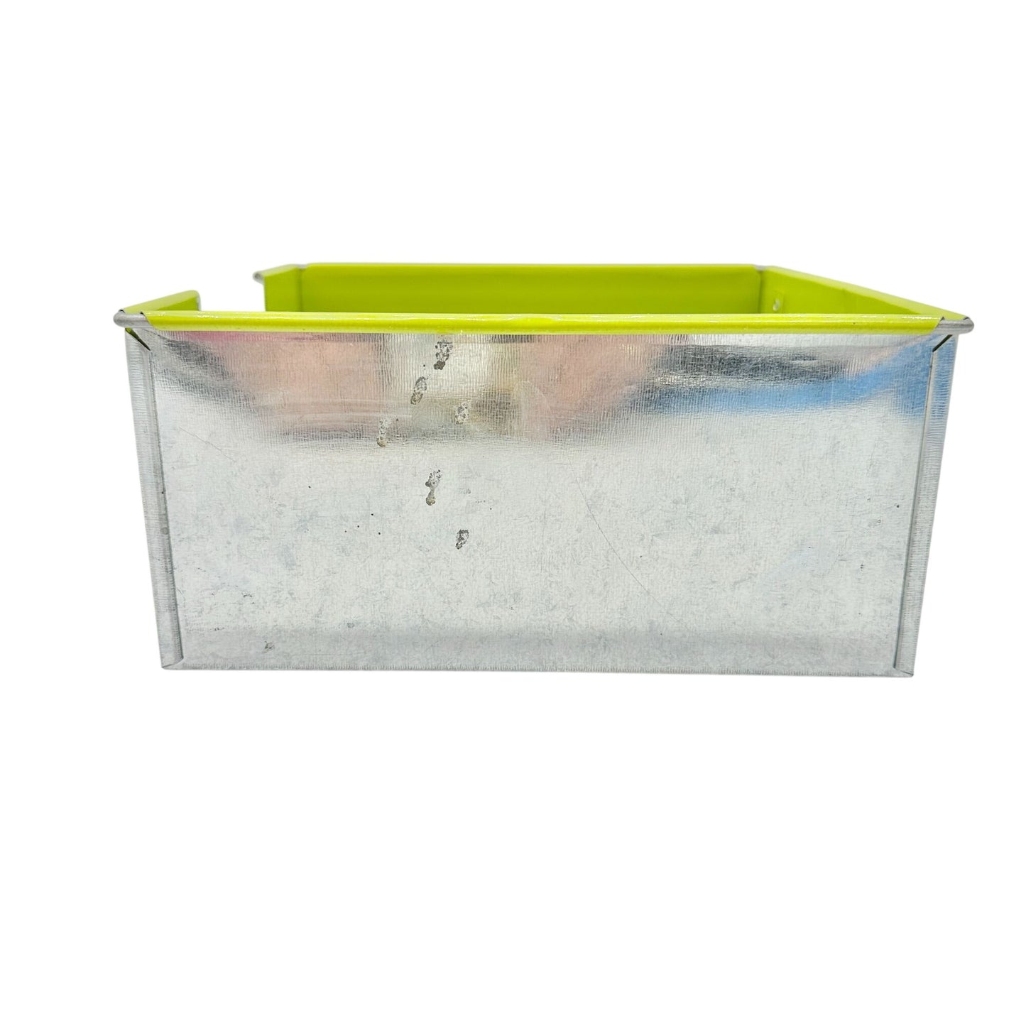 Napkin Holder Aluminum Silver and Neon Green 7 X 7 X 3.5 Durable Stylish Storage