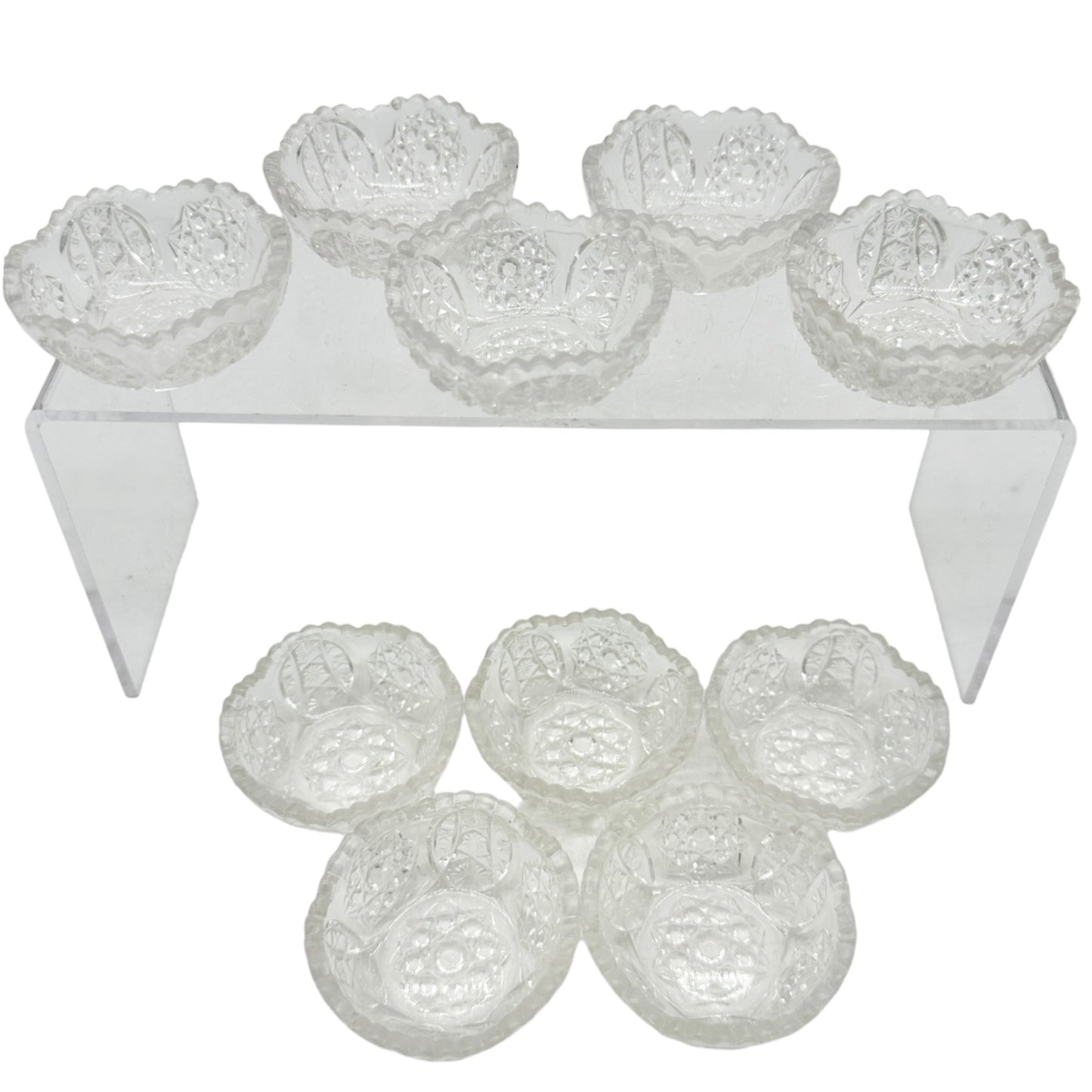 Oval Star Crystal No 300 Berry Bowl 11 pc Set Textured Vintage Childs Tableware