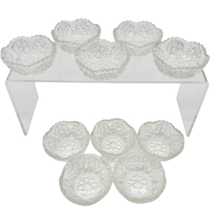 Oval Star Crystal No 300 Berry Bowl 11 pc Set Textured Vintage Childs Tableware