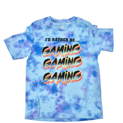 Id Rather Be Gaming Tie-Dye Kids T-Shirt M (8) Wonder Nation Blue Cotton Blend