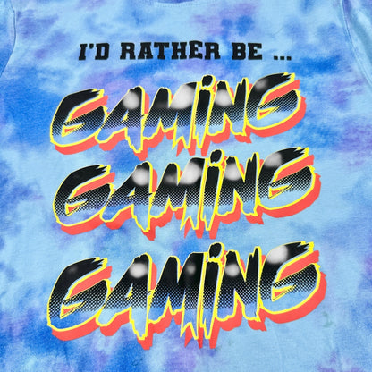 Id Rather Be Gaming Tie-Dye Kids T-Shirt M (8) Wonder Nation Blue Cotton Blend