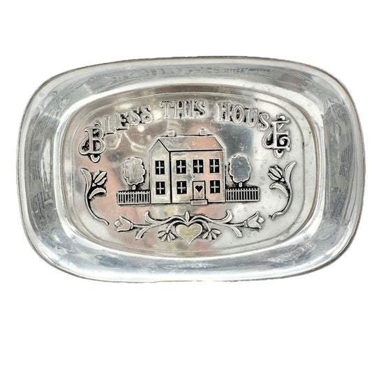 Vintage Wilton Metal Tray Bless This House Metal Serving Dish