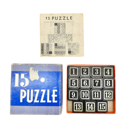Vtg 15 Puzzle Game Complete Box Instructions Embossing Co Albany NY No 3209 USA