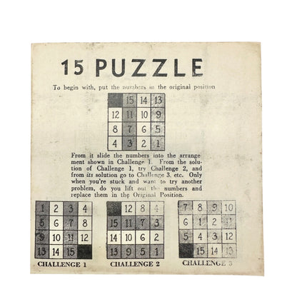 Vtg 15 Puzzle Game Complete Box Instructions Embossing Co Albany NY No 3209 USA