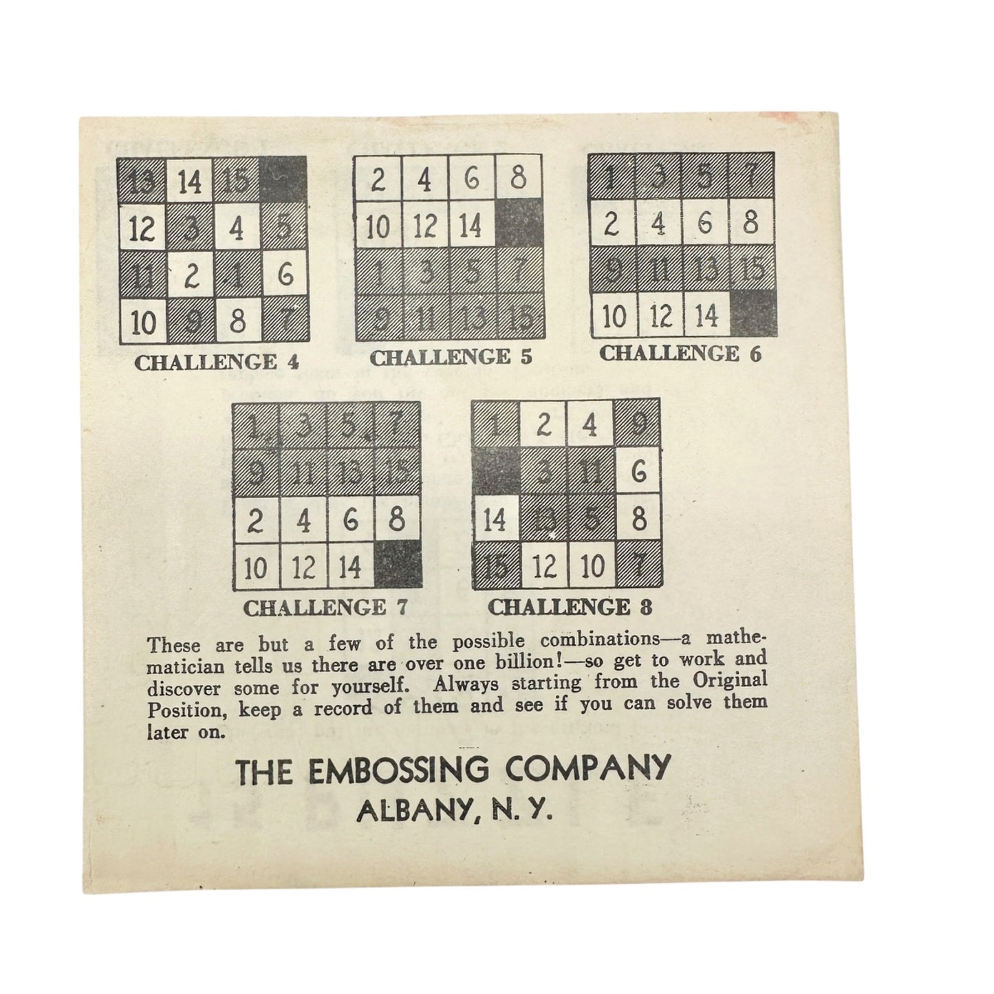 Vtg 15 Puzzle Game Complete Box Instructions Embossing Co Albany NY No 3209 USA