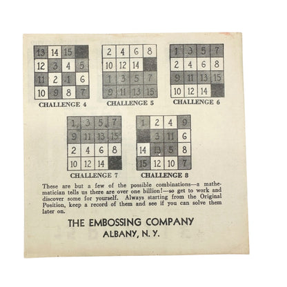 Vtg 15 Puzzle Game Complete Box Instructions Embossing Co Albany NY No 3209 USA