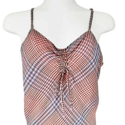 Aéropostale Womens Plaid Slip Dress S Dusty Rose and Blue Lined Rayon Polyester