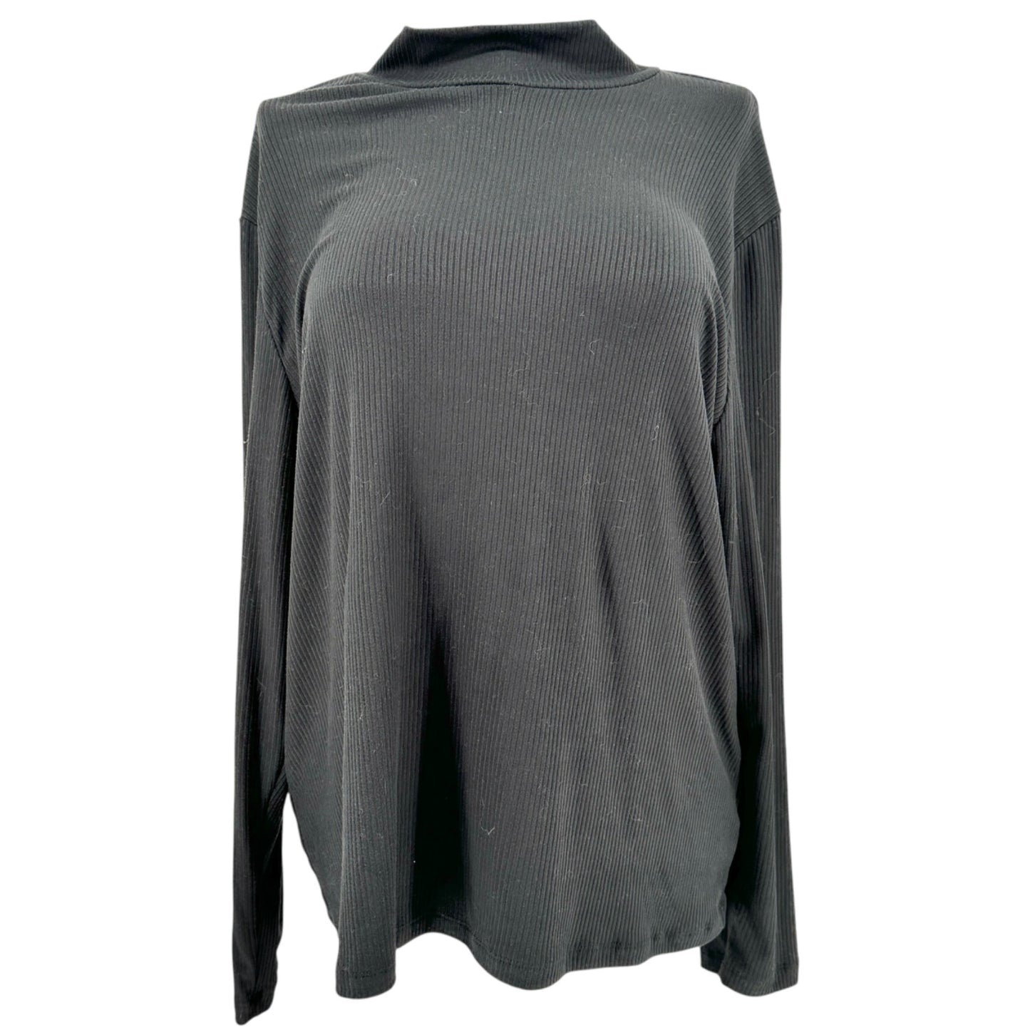 Lularoe Penelope Top Womens 3XL Black Ribbed Mock Neck LS Polyester Spandex NWT