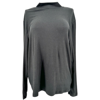 Lularoe Penelope Top Womens 3XL Black Ribbed Mock Neck LS Polyester Spandex NWT