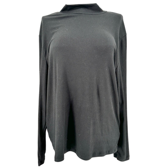 Lularoe Penelope Top Womens 3XL Black Ribbed Mock Neck LS Polyester Spandex NWT