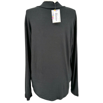 Lularoe Penelope Top Womens 3XL Black Ribbed Mock Neck LS Polyester Spandex NWT