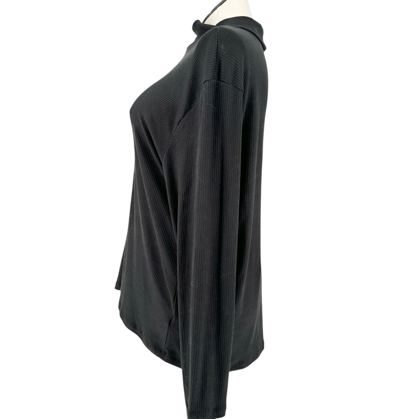 Lularoe Penelope Top Womens 3XL Black Ribbed Mock Neck LS Polyester Spandex NWT