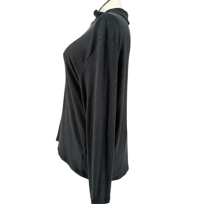 Lularoe Penelope Top Womens 3XL Black Ribbed Mock Neck LS Polyester Spandex NWT