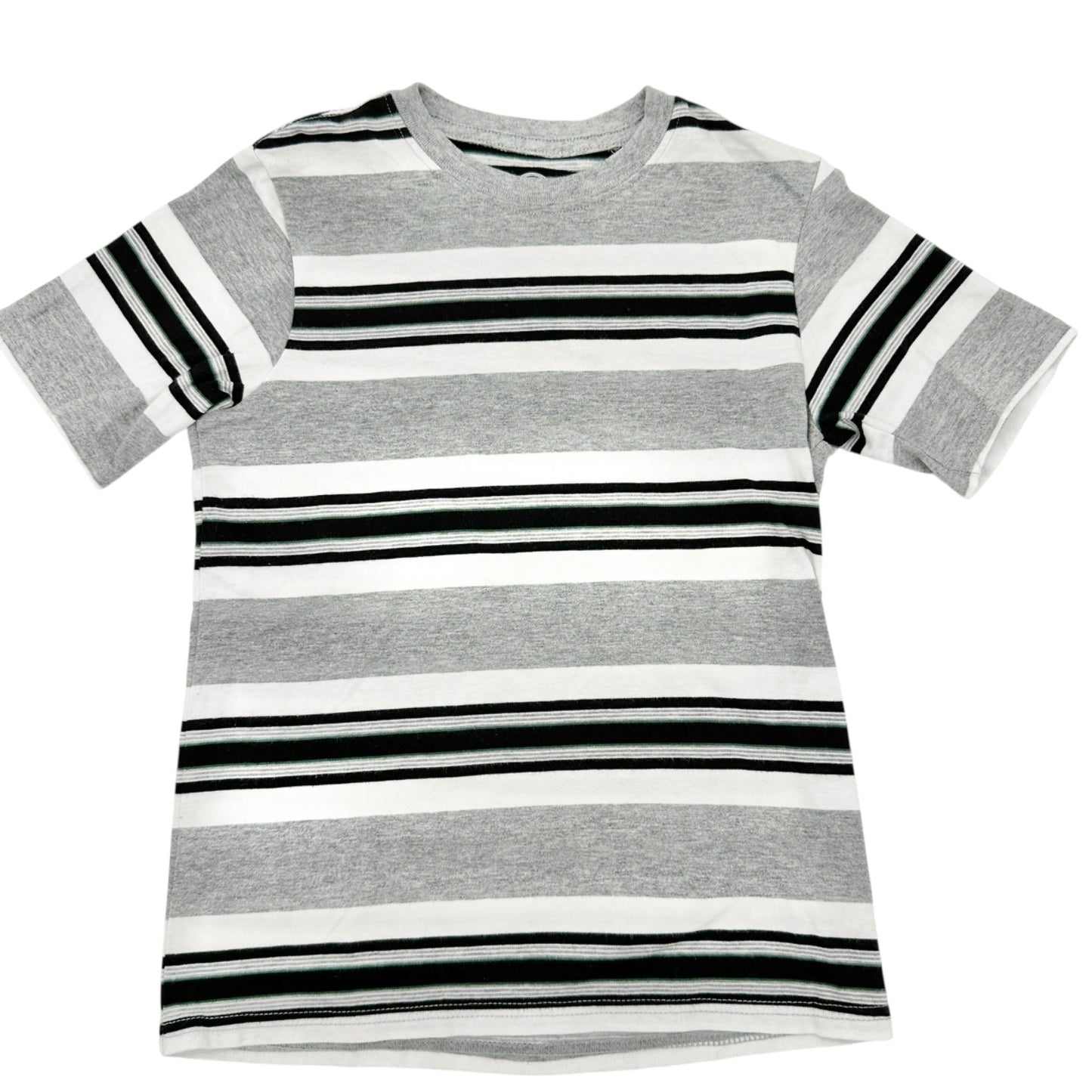 Wonder Nation Short Sleeve T-Shirt Youth M (8) White Gray Black Striped