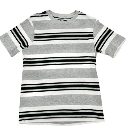 Wonder Nation Short Sleeve T-Shirt Youth M (8) White Gray Black Striped