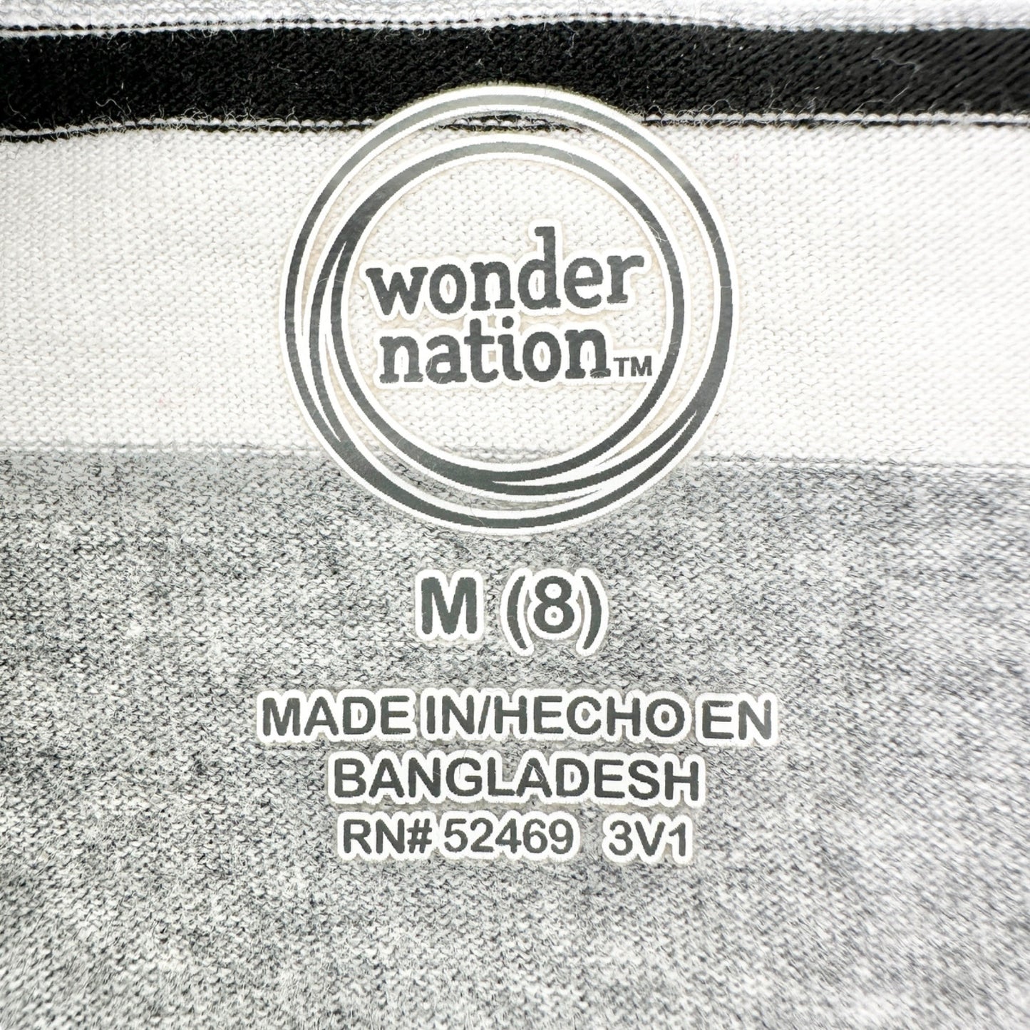 Wonder Nation Short Sleeve T-Shirt Youth M (8) White Gray Black Striped