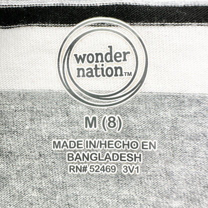 Wonder Nation Short Sleeve T-Shirt Youth M (8) White Gray Black Striped