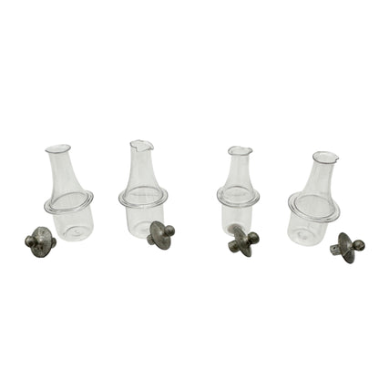 Antique Miniature Castor Set With Glass Cloche Dome and Wood Base
