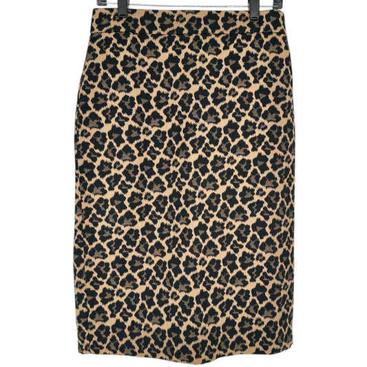 Talbots Pencil Skirt Womens Size 6 Leopard Print Pencil Cotton Blend Knee Length