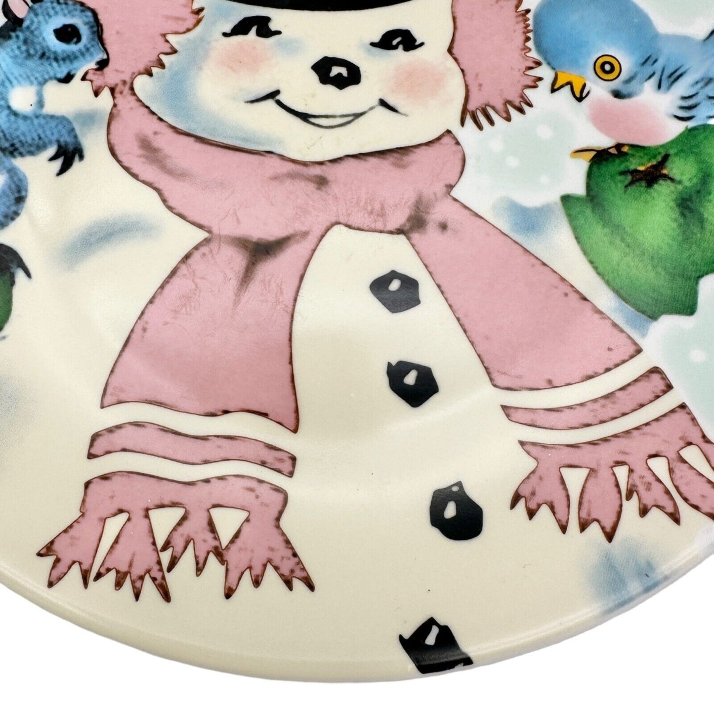 Mr. Christmas 8 inch Plate Snowman Squirrel Bird Dishwasher Safe