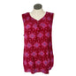 Magnolia Grace Top Womens 2X Sleeveless Floral Print Red Pink Rayon