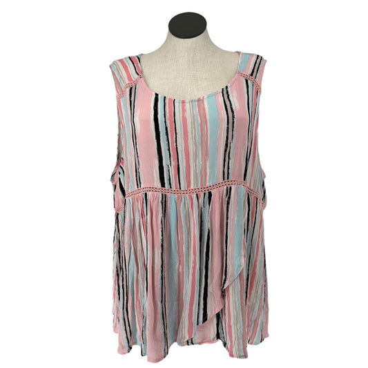 Weekend Suzanne Betro Tunic Top Womens 3X Sleeveless Striped Multicolor Boho