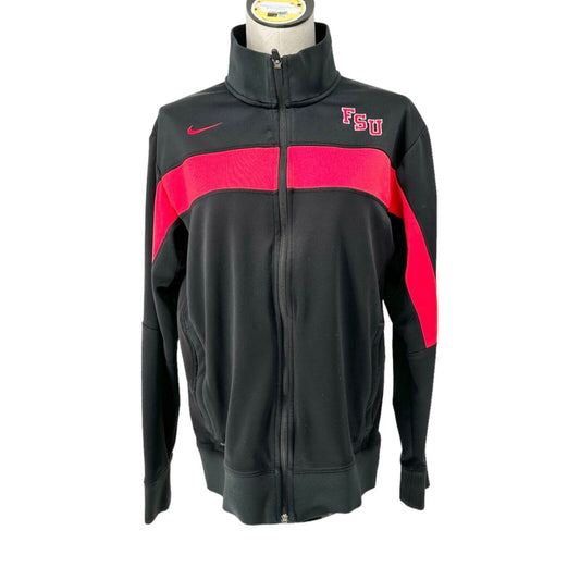 Nike Dri-Fit Jacket Small Black Red FSU Zip Closure Side Pockets