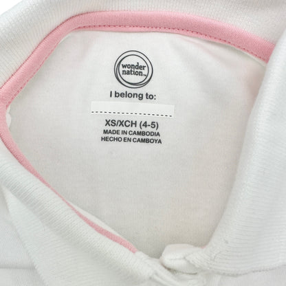 Wonder Nation Girls Uniform Short Sleeve Polo-style White XS Tagless Comfort NEW